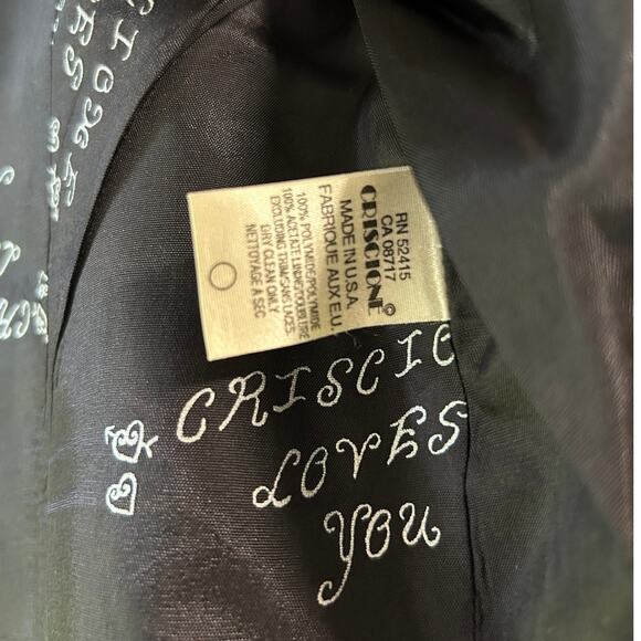 Vintage CrisCione New York Black Blazer Rhinestone Detail Boxy Zip Up Medium - Picture 8 of 8